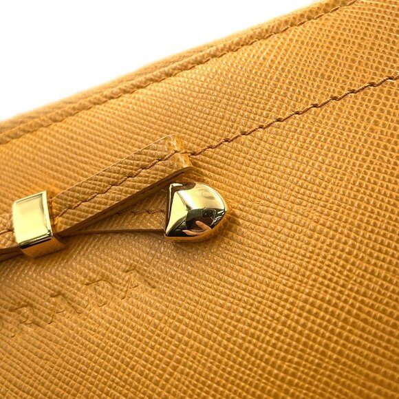 PRADA Orange Leather Saffiano Wallet - Picture 12 of 15